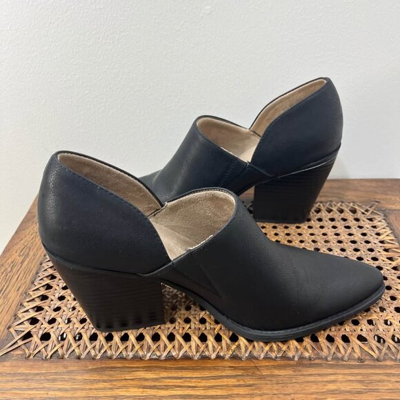 Size 10 Black 'Madge' Soul Naturalizer Pointed Toe Block Heel Slip On Bootie - Picture 1 of 7